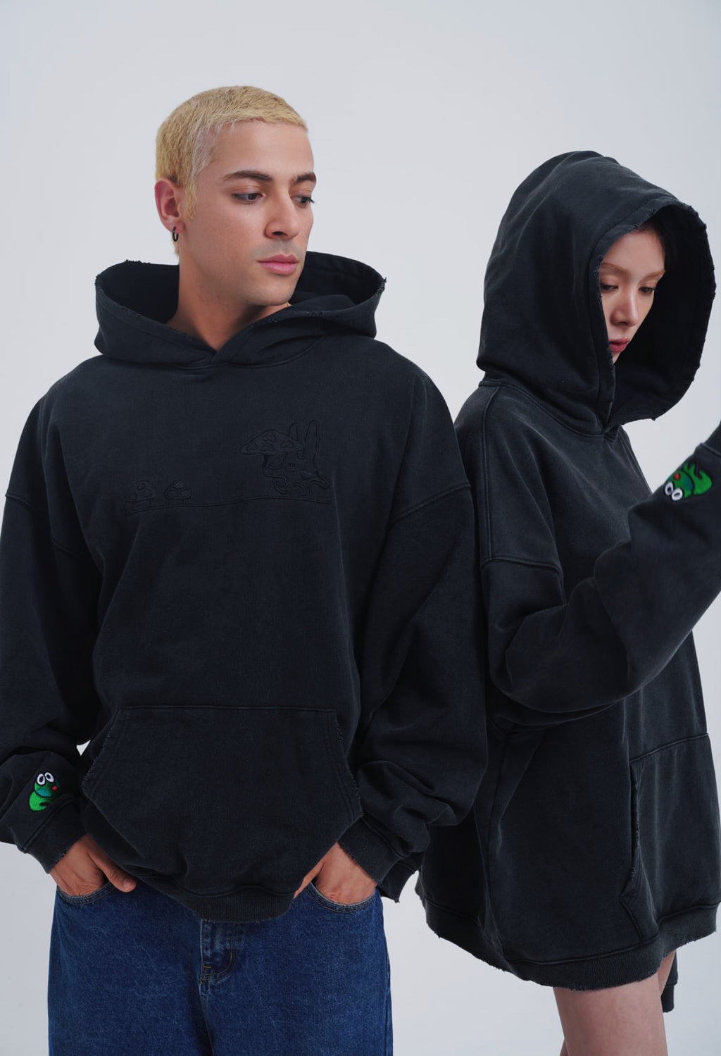 ‘MUSHROOM DEFENDER’ HOODIE IN BLACK